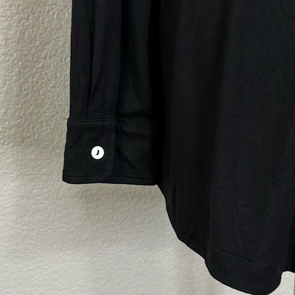 Soft Surroundings Black Criss-Cross Back Button Down Tunic Shirt, Sz Medium - Picture 7 of 13